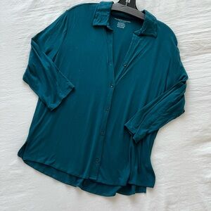 Majestic Filatures Soft Touch Button-Up Shirt in Bleu Majestic